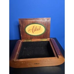 Vtg Astral Wooden Cigar Box Besos Hinged Lid Honduras 1980s Original Labels
